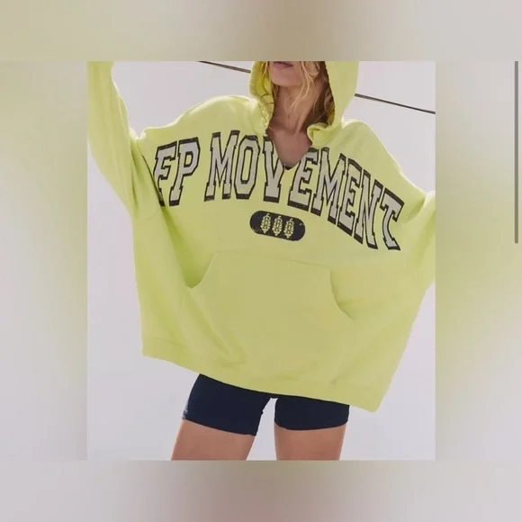 NWT Free People FP Movement Best Of Logo Hoodie - sour citrus combo - Small - Picture 6 of 12
